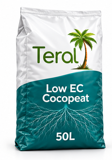 Illustrative Low EC wet cocopeat · 50 L / 25 kg product design